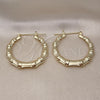 Oro Laminado Medium Hoop, Gold Filled Style Bamboo and Hollow Design, Polished, Golden Finish, 02.60.0149.40