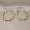 Oro Laminado Medium Hoop, Gold Filled Style Bamboo and Hollow Design, Polished, Golden Finish, 02.60.0149.40