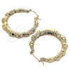 Oro Laminado Large Hoop, Gold Filled Style Hollow and Bamboo Design, Polished, Golden Finish, 02.60.0149.55