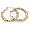 Oro Laminado Large Hoop, Gold Filled Style Bamboo and Hollow Design, Polished, Golden Finish, 02.60.0149.55