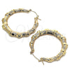 Oro Laminado Large Hoop, Gold Filled Style Bamboo and Hollow Design, Polished, Golden Finish, 02.60.0149.55
