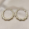 Oro Laminado Large Hoop, Gold Filled Style Bamboo and Hollow Design, Polished, Golden Finish, 02.60.0149.55
