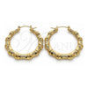 Oro Laminado Large Hoop, Gold Filled Style Bamboo and Hollow Design, Polished, Golden Finish, 02.60.0149.55