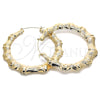 Oro Laminado Extra Large Hoop, Gold Filled Style Hollow and Bamboo Design, Polished, Golden Finish, 02.60.0149.90