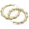 Oro Laminado Extra Large Hoop, Gold Filled Style Hollow and Bamboo Design, Polished, Golden Finish, 02.60.0149.90