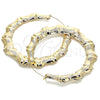 Oro Laminado Extra Large Hoop, Gold Filled Style Hollow and Bamboo Design, Polished, Golden Finish, 02.60.0149.90