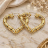 Oro Laminado Extra Large Hoop, Gold Filled Style Heart and Bamboo Design, Polished, Golden Finish, 02.60.0150.75