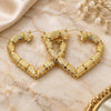 Oro Laminado Extra Large Hoop, Gold Filled Style Heart and Bamboo Design, Polished, Golden Finish, 02.60.0150.85