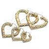 Oro Laminado Extra Large Hoop, Gold Filled Style Heart and Bamboo Design, Polished, Golden Finish, 02.60.0150.85