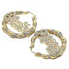 Oro Laminado Medium Hoop, Gold Filled Style Nameplate Design, Polished, Golden Finish, 02.60.0152.45
