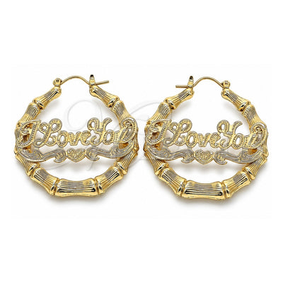 Oro Laminado Medium Hoop, Gold Filled Style Nameplate Design, Polished, Golden Finish, 02.60.0152.45