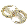 Oro Laminado Large Hoop, Gold Filled Style Nameplate and Bamboo Design, Polished, Golden Finish, 02.60.0152.55