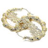 Oro Laminado Extra Large Hoop, Gold Filled Style Nameplate and Bamboo Design, Polished, Golden Finish, 02.60.0152.65