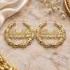 Oro Laminado Extra Large Hoop, Gold Filled Style Nameplate and Bamboo Design, Polished, Golden Finish, 02.60.0152.65