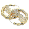 Oro Laminado Extra Large Hoop, Gold Filled Style Nameplate and Bamboo Design, Polished, Golden Finish, 02.60.0152.75