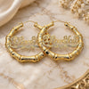 Oro Laminado Extra Large Hoop, Gold Filled Style Nameplate and Bamboo Design, Polished, Golden Finish, 02.60.0152.75