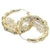 Oro Laminado Extra Large Hoop, Gold Filled Style Nameplate and Bamboo Design, Polished, Golden Finish, 02.60.0152.85
