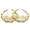 Oro Laminado Extra Large Hoop, Gold Filled Style Nameplate and Bamboo Design, Polished, Golden Finish, 02.60.0152.85