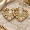 Oro Laminado Medium Hoop, Gold Filled Style Heart and Nameplate Design, Polished, Golden Finish, 02.60.0153.75