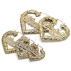 Oro Laminado Medium Hoop, Gold Filled Style Heart and Nameplate Design, Polished, Golden Finish, 02.60.0153.75