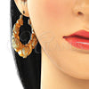 Oro Laminado Medium Hoop, Gold Filled Style Hugs and Kisses and Bamboo Design, Polished, Golden Finish, 02.60.0154.45