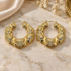 Oro Laminado Medium Hoop, Gold Filled Style Hugs and Kisses and Bamboo Design, Polished, Golden Finish, 02.60.0154.45