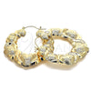 Oro Laminado Large Hoop, Gold Filled Style Hugs and Kisses and Bamboo Design, Polished, Golden Finish, 02.60.0154.55