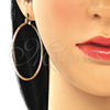 Oro Laminado Large Hoop, Gold Filled Style Pink Diamond Cutting Finish, Tricolor, 02.170.0295.50