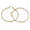 Oro Laminado Large Hoop, Gold Filled Style Pink Diamond Cutting Finish, Tricolor, 02.170.0295.50