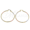 Oro Laminado Large Hoop, Gold Filled Style Pink Diamond Cutting Finish, Tricolor, 02.170.0295.50