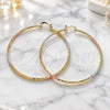 Oro Laminado Extra Large Hoop, Gold Filled Style Diamond Cutting Finish, Tricolor, 02.170.0295.70