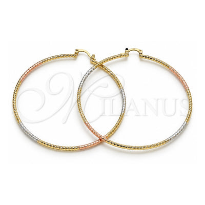 Oro Laminado Extra Large Hoop, Gold Filled Style Polished, Tricolor, 02.170.0296.70