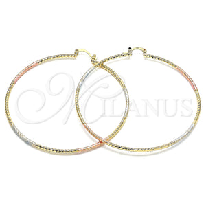 Gold Filled Hoop Earrings — Extra Large Hoop Polished Tricolor 02. — main product view — SKU 130352 | Oro Laminado aretes de aro — Extra Large Hoop pulido Tricolor 02. — SKU 130352