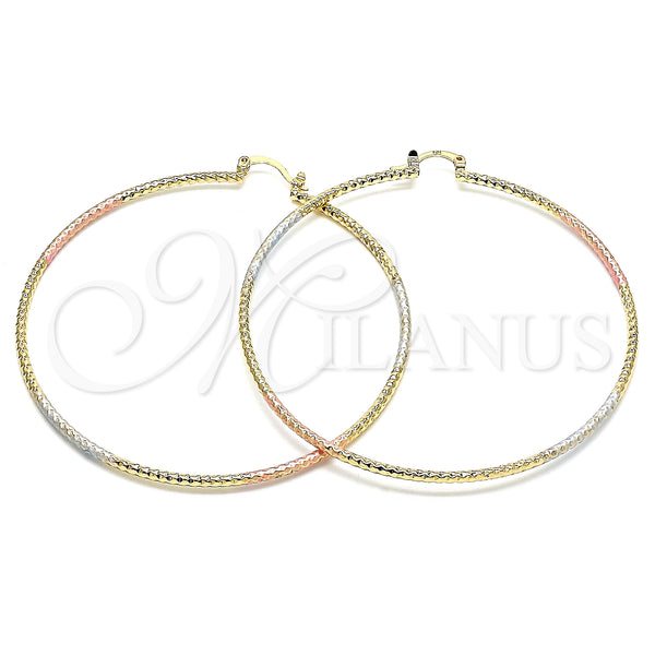 Gold Filled Hoop Earrings — Extra Large Hoop Polished Tricolor 02. — main product view — SKU 130352 | Oro Laminado aretes de aro — Extra Large Hoop pulido Tricolor 02. — SKU 130352