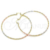 Oro Laminado Extra Large Hoop, Gold Filled Style Diamond Cutting Finish, Tricolor, 02.170.0297.70