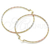 Oro Laminado Extra Large Hoop, Gold Filled Style Diamond Cutting Finish, Tricolor, 02.170.0297.70