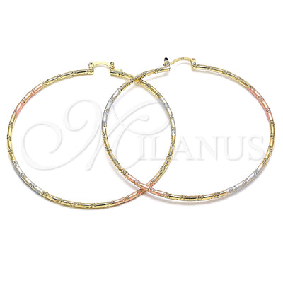 Gold Filled Hoop Earrings — Extra Large Hoop Diamond Cutting Tricolor 02. for wholesale, main product view