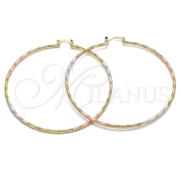 Gold Filled Hoop Earrings — Extra Large Hoop Diamond Cutting Tricolor 02. for wholesale, main product view