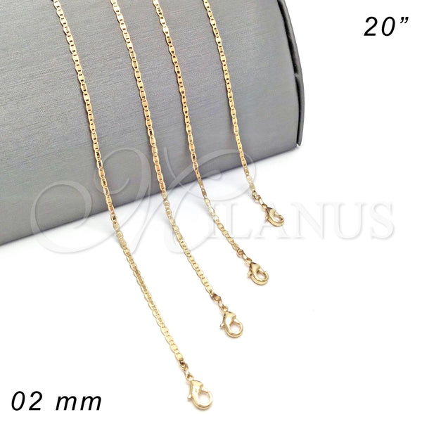 Oro Laminado Basic Necklace, Gold Filled Style Polished, Golden Finish, 04.213.0032.20 (02 MM Thickness, 20 Inches Length)
