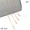 Oro Laminado Basic Necklace, Gold Filled Style Polished, Golden Finish, 04.213.0032.20 (02 MM Thickness, 20 Inches Length)