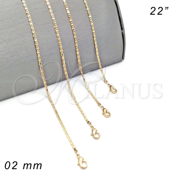 Gold Filled Necklace — Basic Necklace Polished 04. 02 MM Thickness 22 — main product view — SKU 130357 | Oro Laminado collar — básico Necklace pulido 04. 02 MM Thickness 22 — SKU 130357