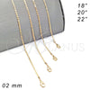 Oro Laminado Basic Necklace, Gold Filled Style Polished, Golden Finish, 04.213.0032.22 (02 MM Thickness, 22 Inches Length)