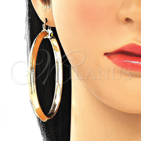 Gold Filled Hoop Earrings — Extra Large Hoop Hollow Design Polished 02. — alternate product view — SKU 130358 | Oro Laminado aretes de aro — Extra Large Hoop Hollow diseño pulido 02. — SKU 130358