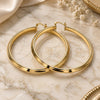 Oro Laminado Extra Large Hoop, Gold Filled Style Hollow Design, Polished, Golden Finish, 02.261.0050.70
