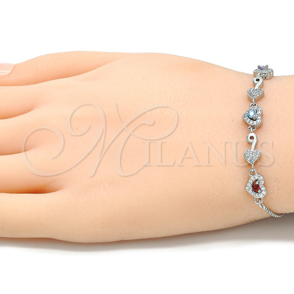 Sterling Silver Bracelet — Fancy Bracelet Heart Design with Multicolor Cubic Zirconia — alternate product view — SKU 130359 | Plata 925 brazalete — elegante Bracelet corazón diseño with Multicolor Cubic Zirconia — SKU 130359