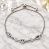 Sterling Silver Fancy Bracelet, Heart Design, with Multicolor Cubic Zirconia and White Micro Pave, Polished, Rhodium Finish, 03.175.0001.11 (01 MM Thickness, 11 Inches Length)