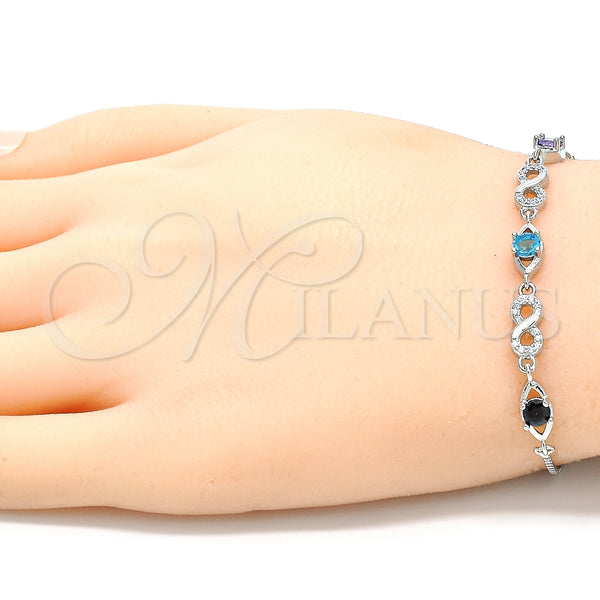 Sterling Silver Bracelet — Fancy Bracelet Infinite Design with Multicolor Cubic Zirconia — alternate product view — SKU 130360 | Plata 925 brazalete — elegante Bracelet Infinite diseño with Multicolor Cubic Zirconia — SKU 130360