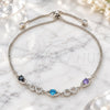 Sterling Silver Fancy Bracelet, Infinite Design, with Multicolor Cubic Zirconia, Polished, Rhodium Finish, 03.175.0002.11 (01 MM Thickness, 11 Inches Length)