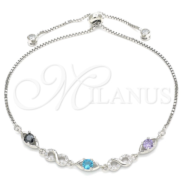 Sterling Silver Bracelet — Fancy Bracelet Infinite Design with Multicolor Cubic Zirconia — main product view — SKU 130360 | Plata 925 brazalete — elegante Bracelet Infinite diseño with Multicolor Cubic Zirconia — SKU 130360