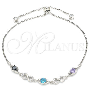 Sterling Silver Bracelet — Fancy Bracelet Infinite Design with Multicolor Cubic Zirconia — main product view — SKU 130360 | Plata 925 brazalete — elegante Bracelet Infinite diseño with Multicolor Cubic Zirconia — SKU 130360